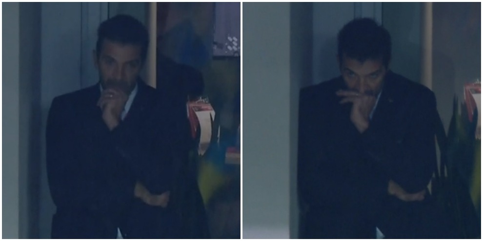 Buffon è nervosissimo: il gesto in tribuna durante Ucraina-Italia