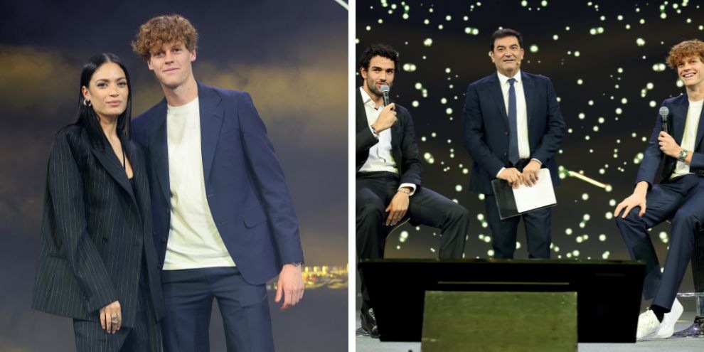 Sinner, Berrettini e Elodie, il trio che fa impazzire tutti ai Super Tennis Awards