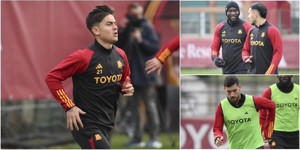 Roma, l'allenamento in vista della Juve: Dybala e Pellegrini scalpitano