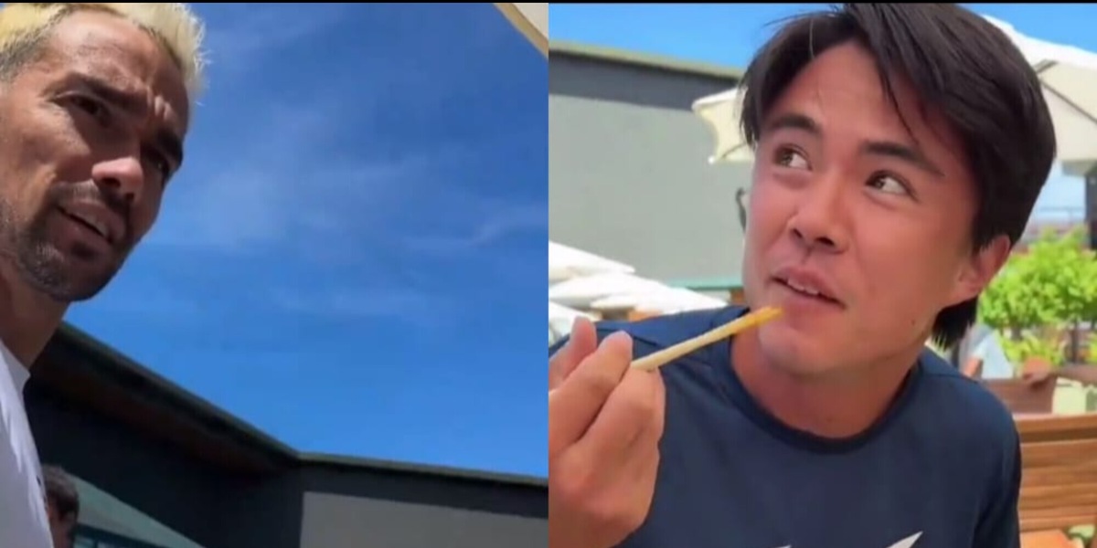 Taro Daniel mangia i fusilli con le bacchette: la reazione di Fognini è senza pietà