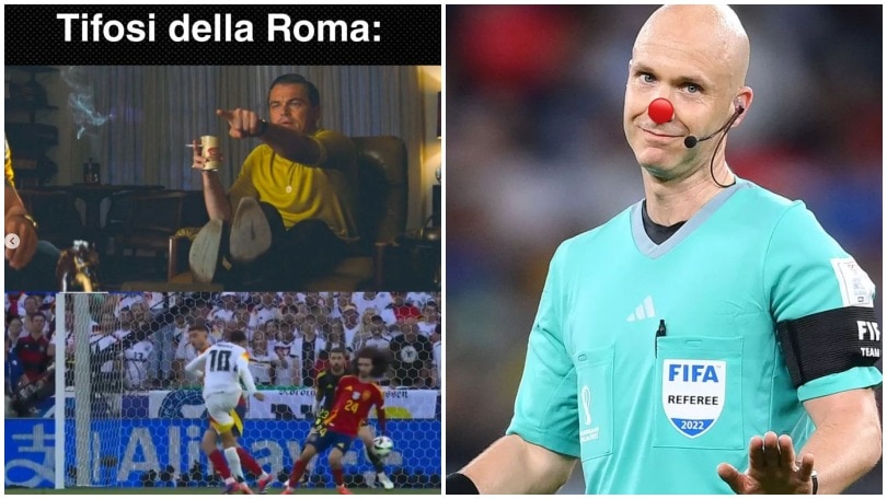 L'errore di Taylor in Spagna-Germania scatena le ironie dei tifosi della Roma
