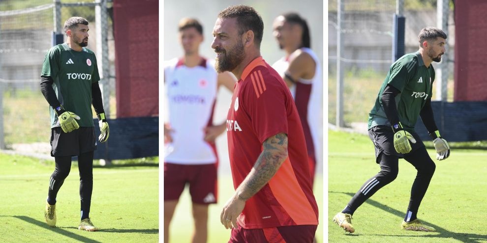 Roma, l'australiano Ryan sfida i 40 gradi: che look a Trigoria!