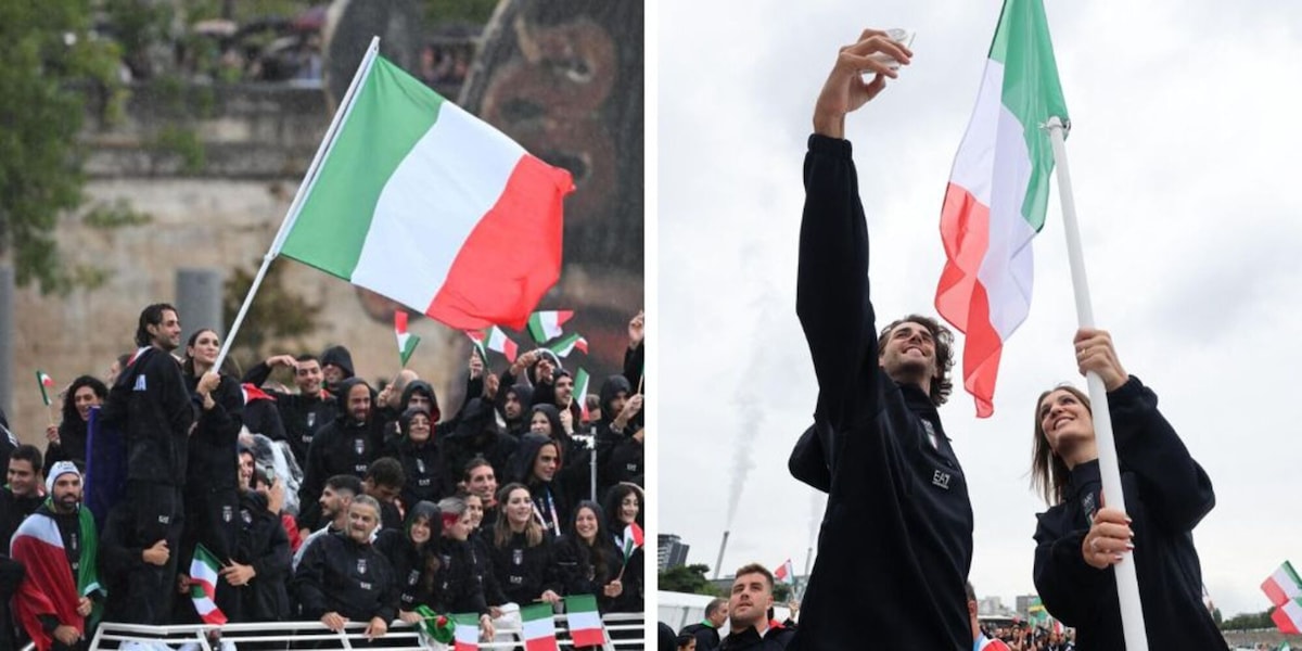Incredibile Tamberi: mentre mostra la bandiera perde la fede nella Senna!
