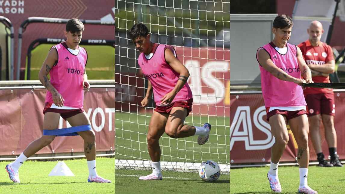 Roma, Dybala corre e suda con la squadra a Ferragosto