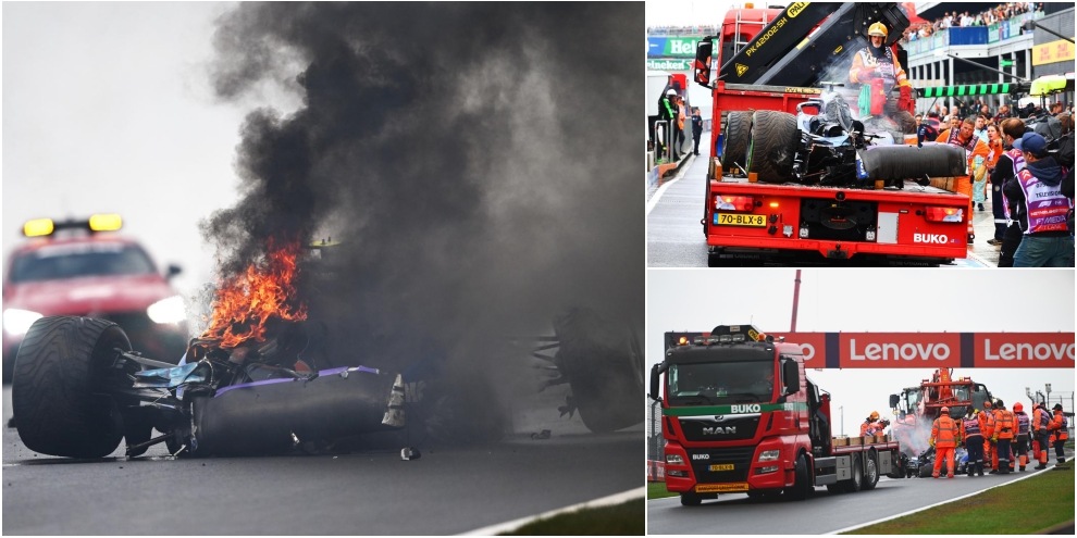 Gp Olanda, incidente per Sargeant: fiamme in pista, sospese le libere