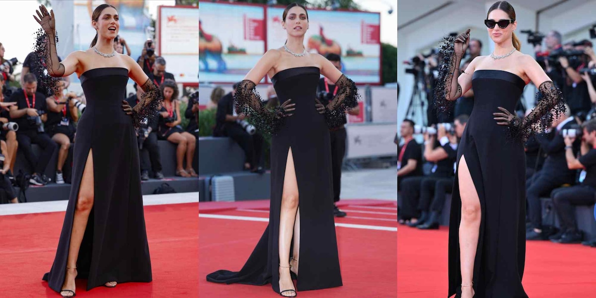 Miriam Leone strega Venezia con uno spacco vertiginoso