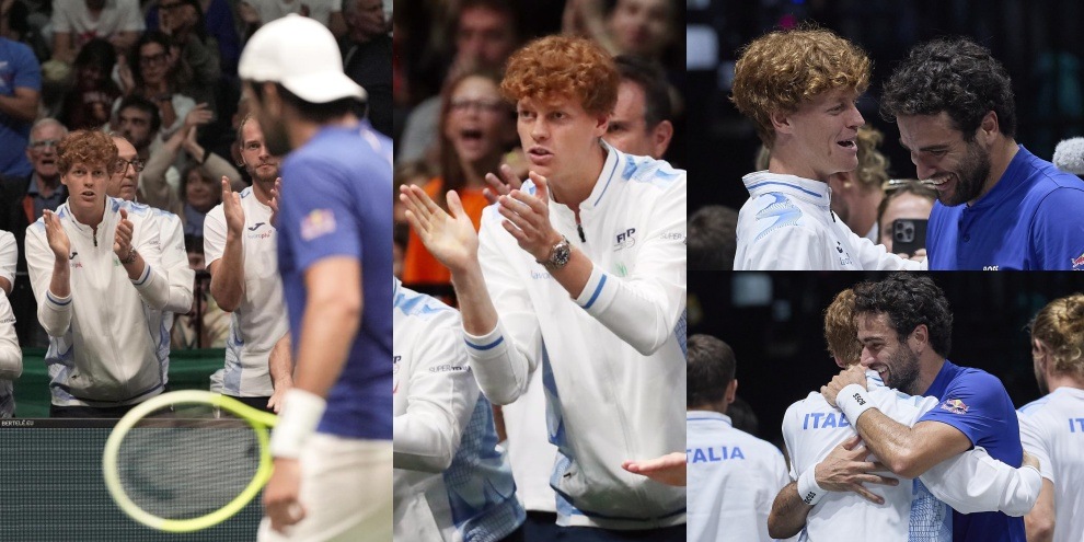 Sinner carica Berrettini: applausi e consigli in Coppa Davis