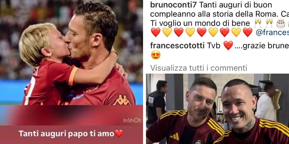 Dal figlio a Infantino e Nainggolan, ecco chi ha fatto gli auguri social a Totti