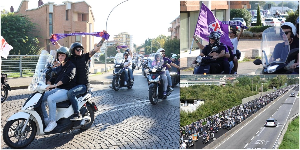 Fiorentina, la "motorinata" dei tifosi verso Empoli è spettacolare!