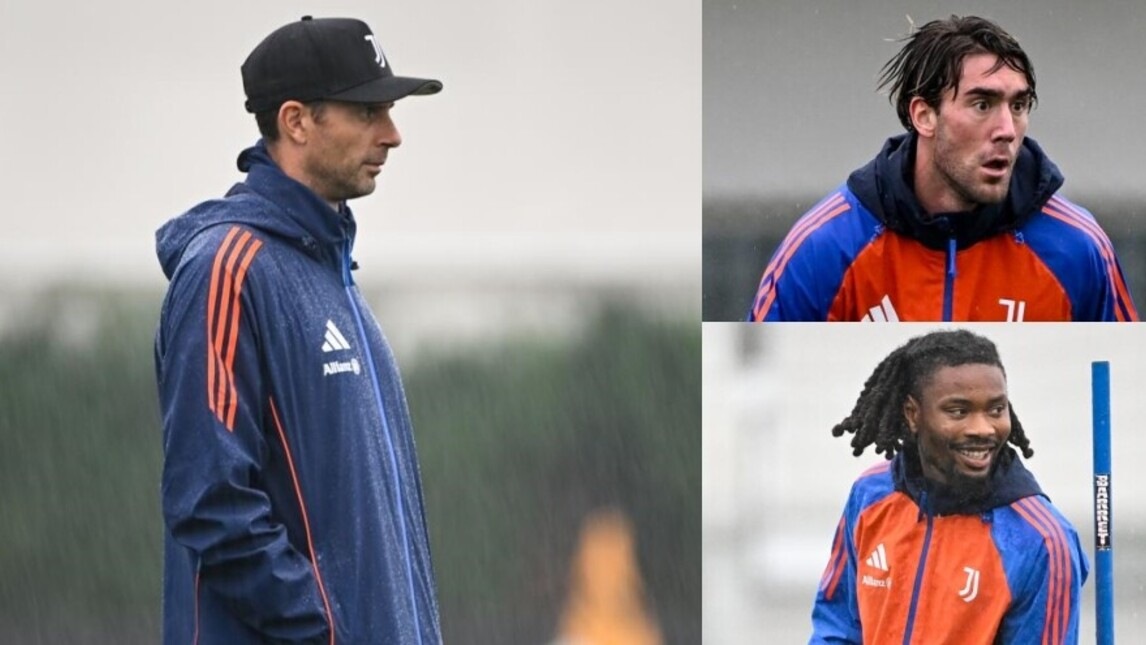 Thiago Motta osserva, la Juve spinge sotto la pioggia: l'allenamento in vista della Lazio