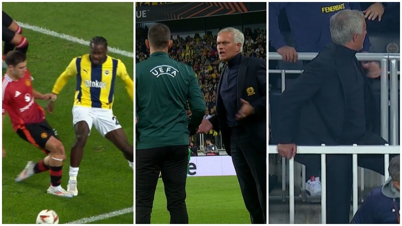 Mourinho impazzisce per un rigore non assegnato dall'arbitro: show in campo e in tribuna