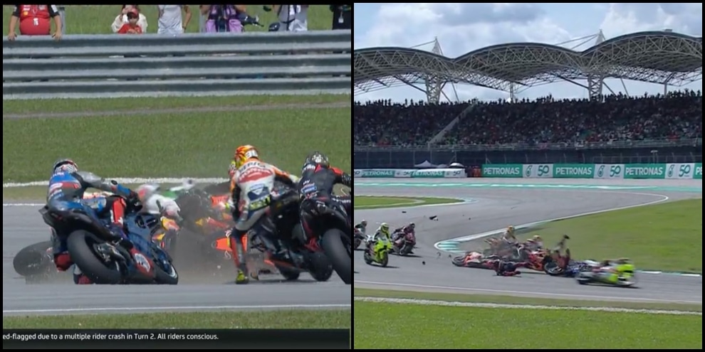 Motogp, paura in Malesia: incidente pazzesco poco dopo il via
