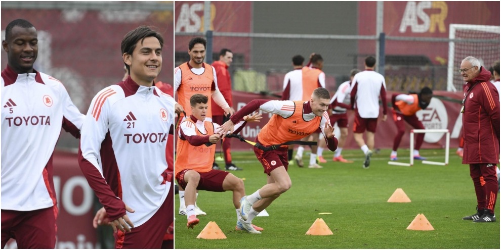 Roma, Dybala torna ad allenarsi in gruppo: ci sono anche Hummels e Dovbyk