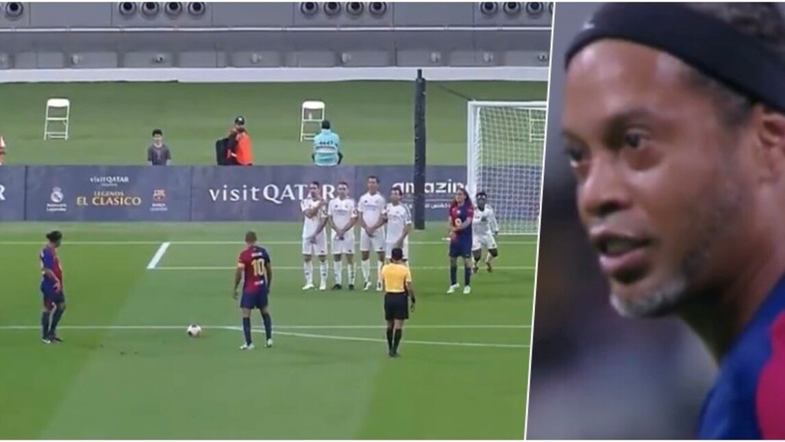 Ronaldinho brilla tra le Legends: la punizione perfetta fa impazzire i tifosi