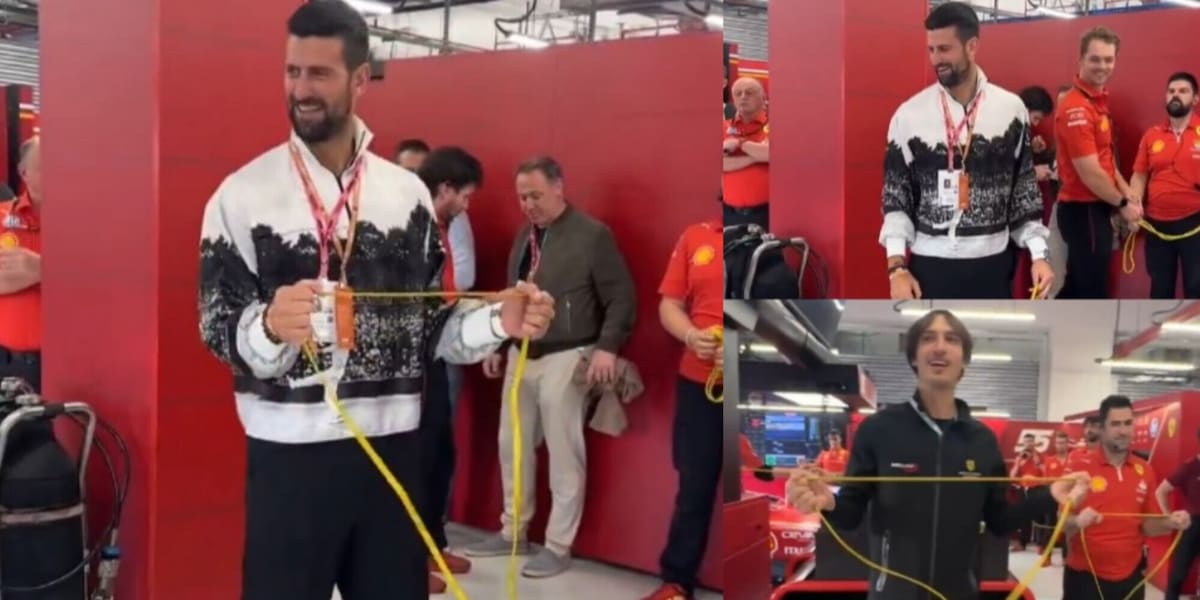 Djokovic nella scuderia Ferrari, che sorpresa: allena tutti con l'elastico