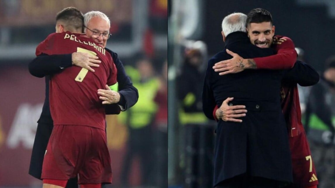 Roma, l'abbraccio speciale tra Pellegrini e Ranieri: l'esultanza dopo il gol contro il Braga