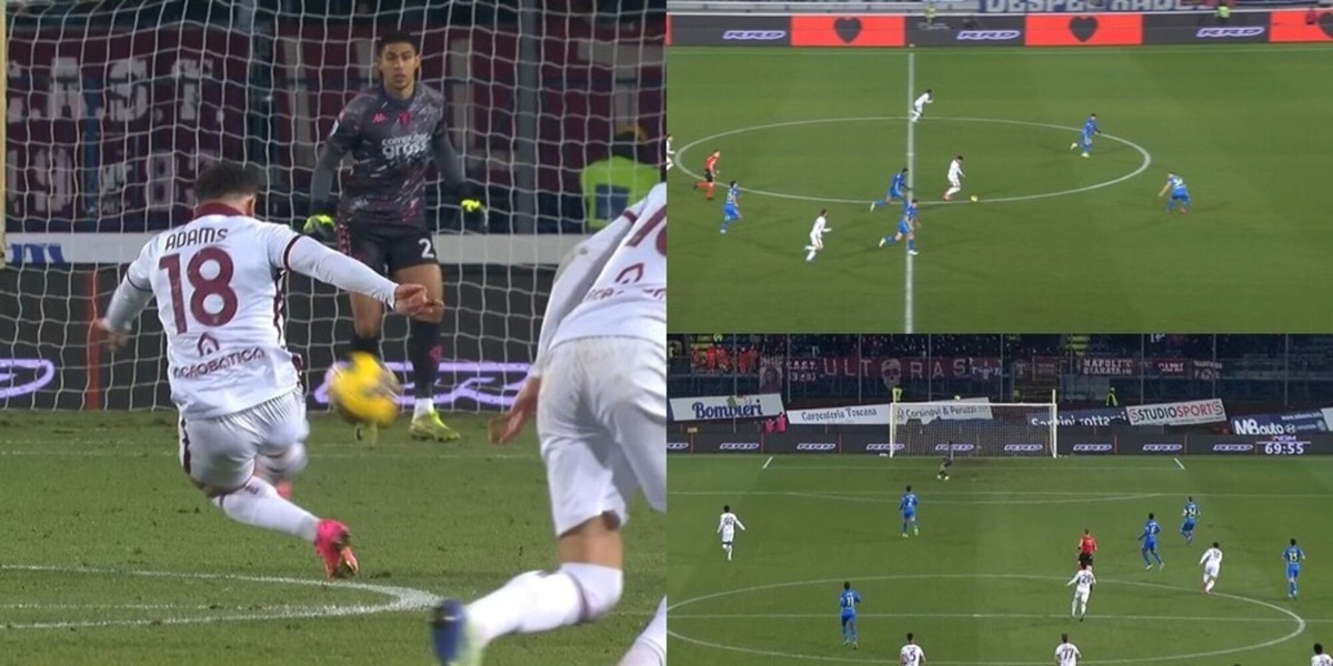 Empoli-Torino, pazzesco Adams: le foto del gol da centrocampo!