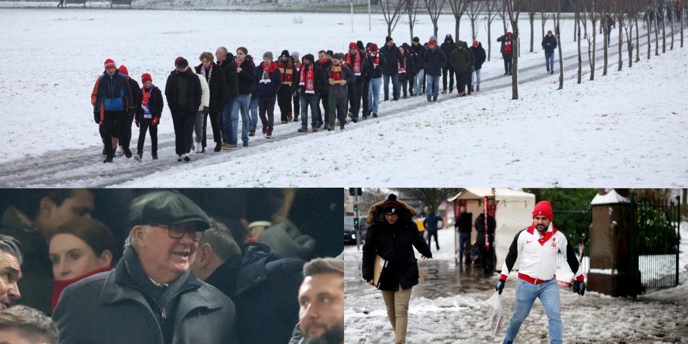 Per Liverpool-United i tifosi sfidano la neve. E in tribuna c'è Ferguson