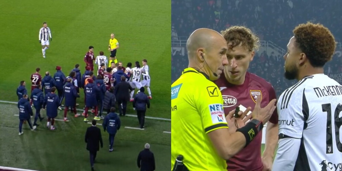 Torino-Juve: subito rissa davanti alle panchina granata, c'entra McKennie