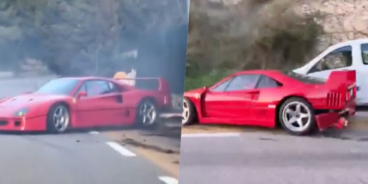 Norris, che guaio: la sua Ferrari F40 sbatte contro il guardrail