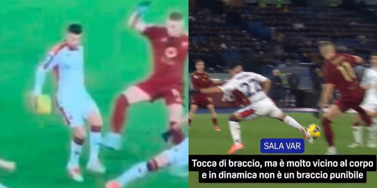Sabelli e il braccio attaccato al corpo in Roma-Genoa: il Var spiega, Stramaccioni ribatte