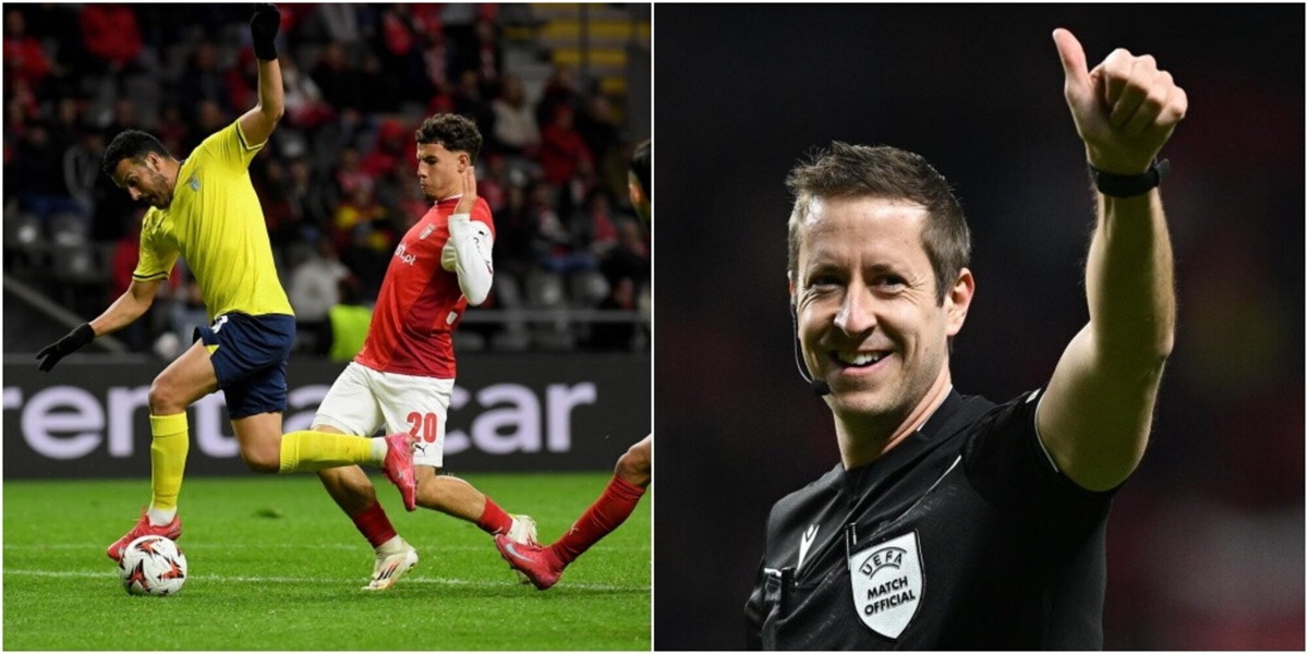 Moviola Braga-Lazio, l'arbitro Brooks parente del re d'Inghilterra: non c'è rigore su Pedro