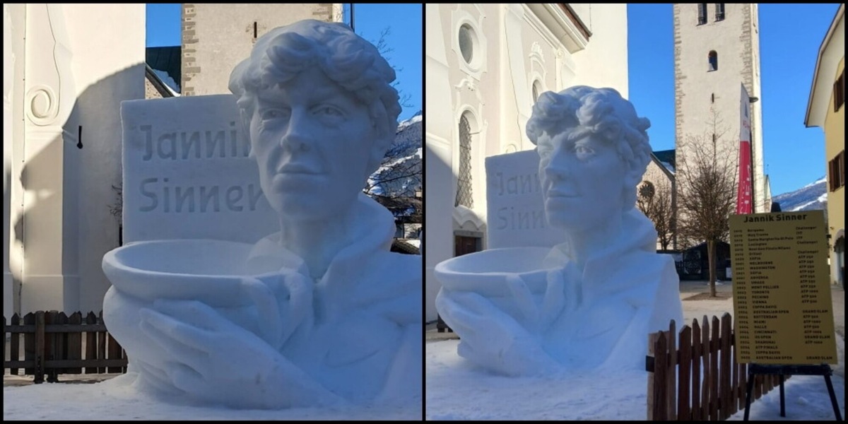 San Candido, la scultura per Sinner diventa famosa nel mondo: il motivo