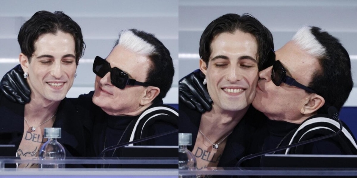 Il bacio di Malgioglio a Damiano David a Sanremo
