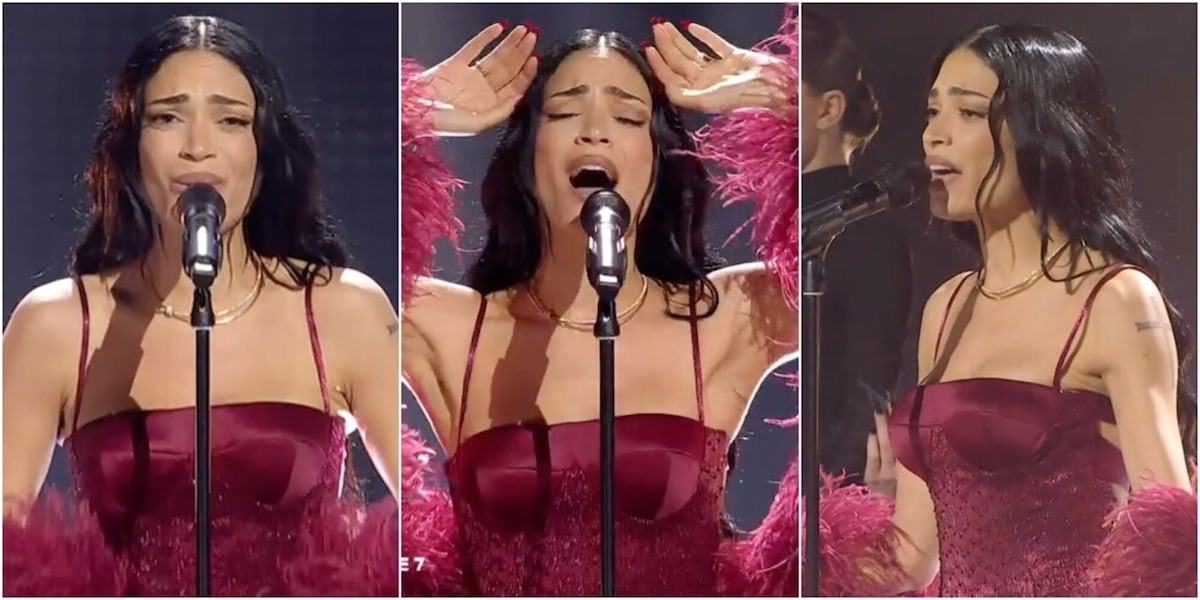 Elodie da urlo a Sanremo: l'abito rosso super attillato fa impazzire l'Ariston