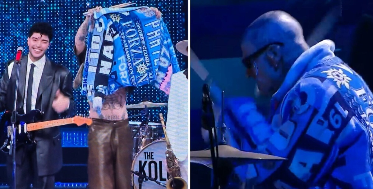 Chi è il batterista dei The Kolors che a Sanremo aveva la giacca del Napoli