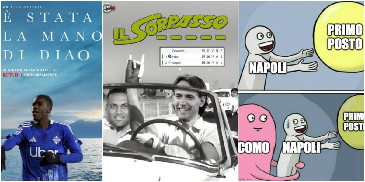Napoli ko a Como: l'Inter vola prima in classifica e i social si scatenano