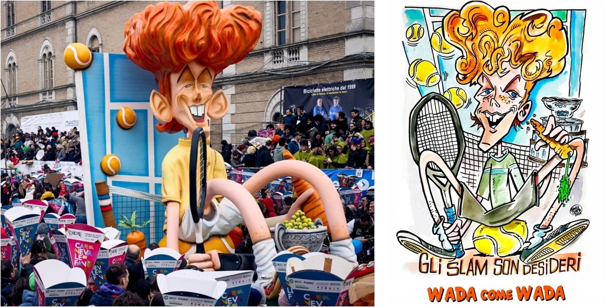 Sinner, che spettacolo il carro del Carnevale di Fano: “Wada come Wada”
