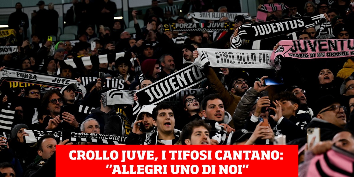 La Juve crolla, allo Stadium parte il coro per Allegri e spunta anche uno striscione