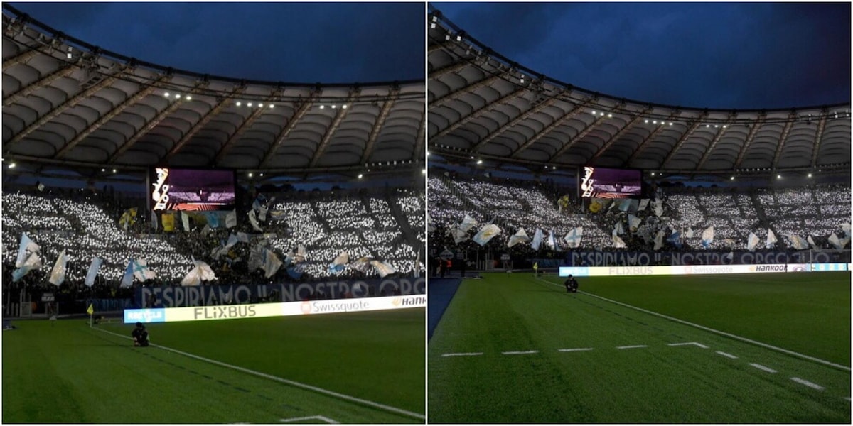 Lazio-Viktoria Plzen: la spettacolare coreografia dell'Olimpico è da grande notte di Europa League