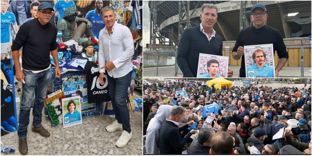 Napoli riabbraccia Careca e Alemao: omaggio a Maradona e bagno di folla
