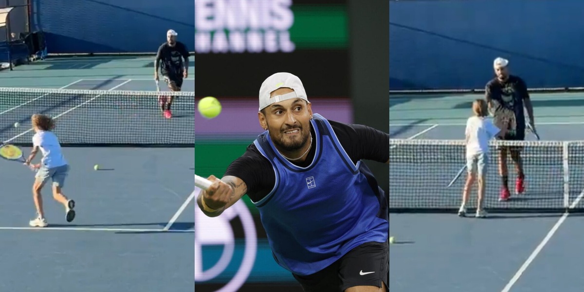 Kyrgios si allena a Miami con un bambino: l'esultanza dopo un punto fa discutere