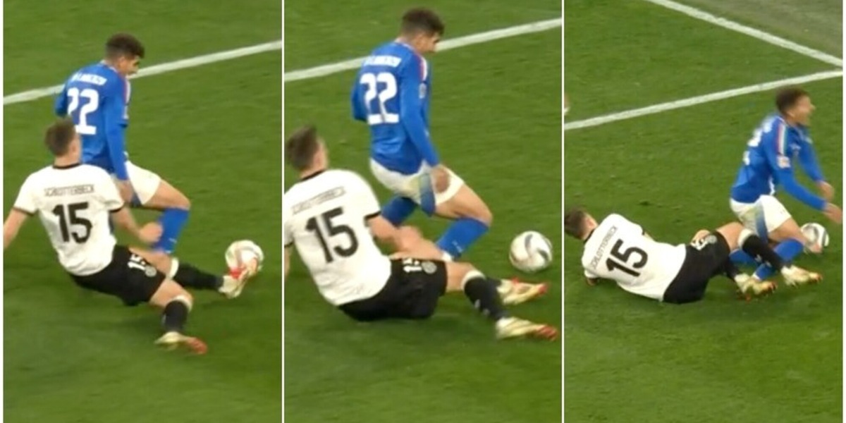 Il fallo su Di Lorenzo in Germania-Italia: l'arbitro prima fischia il rigore, poi lo toglie dopo il Var Review