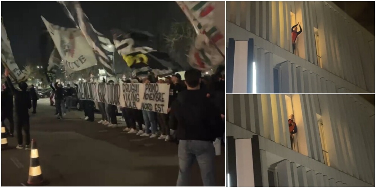 Juve, che sorpresa a Tudor: striscioni e cori sotto il JHotel. Lui si affaccia dalla finestra e... VIDEO