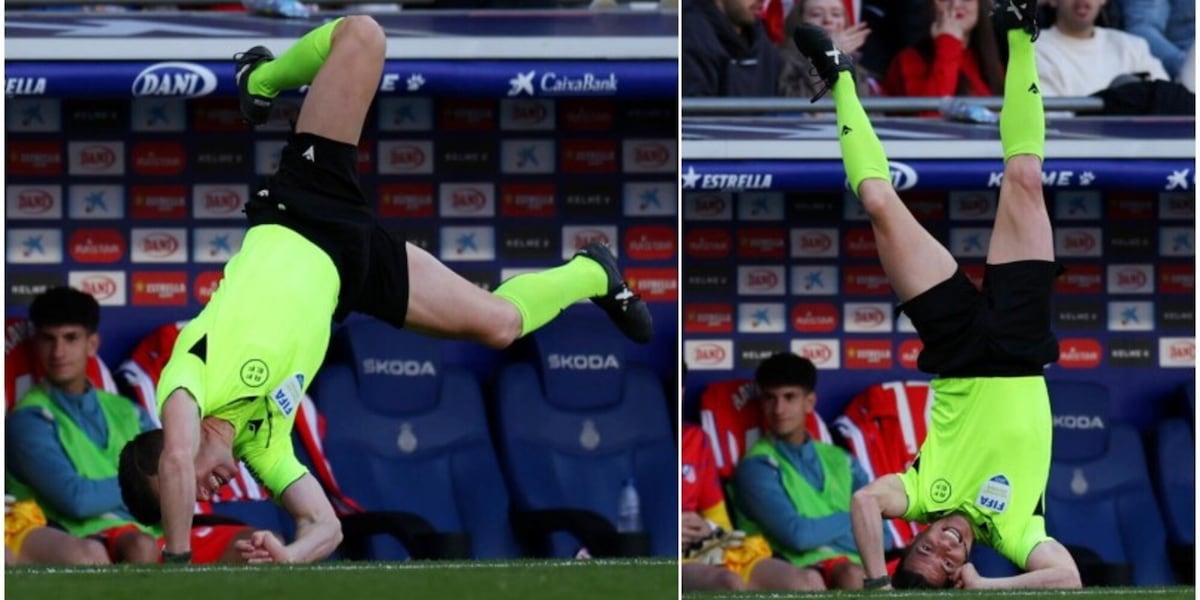 L'incredibile capitombolo del guardalinee durante Espanyol-Atletico Madrid: la sequenza