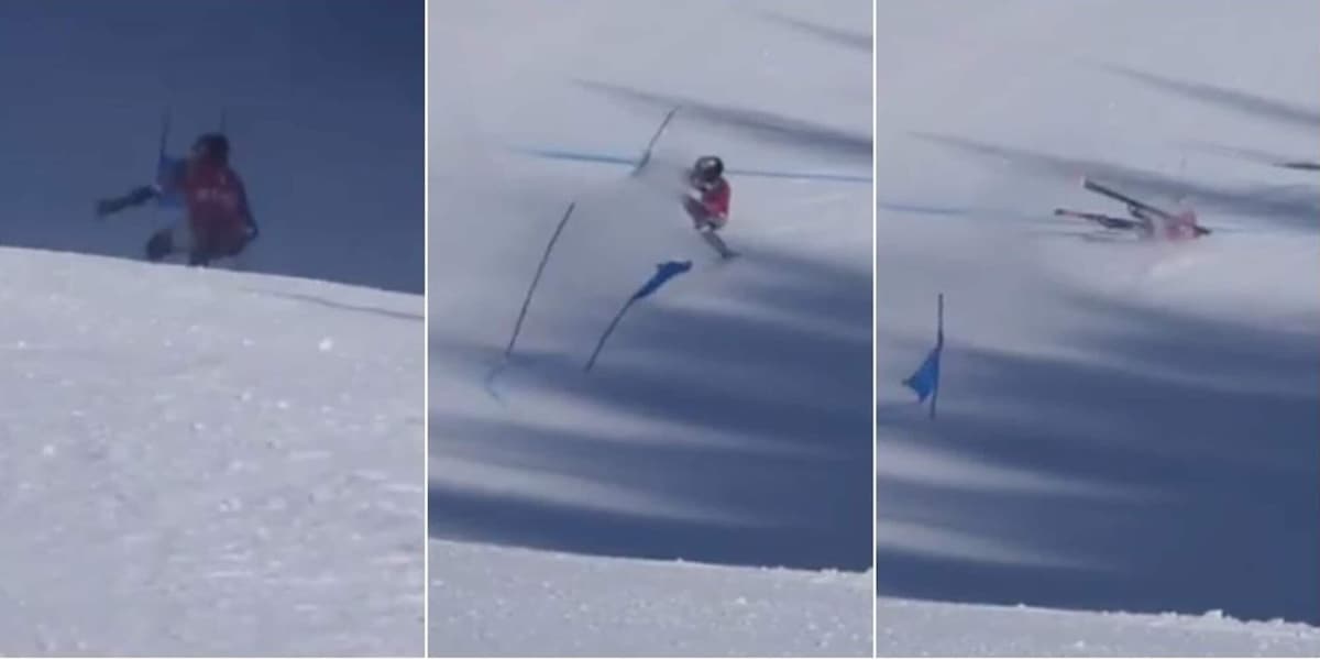 Brignone, brutta caduta in gigante: portata via in elicottero. La fotosequenza dell'incidente