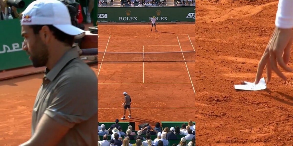 Berrettini perde un foglietto dai pantaloncini a Montecarlo: anche Zverev è stupito