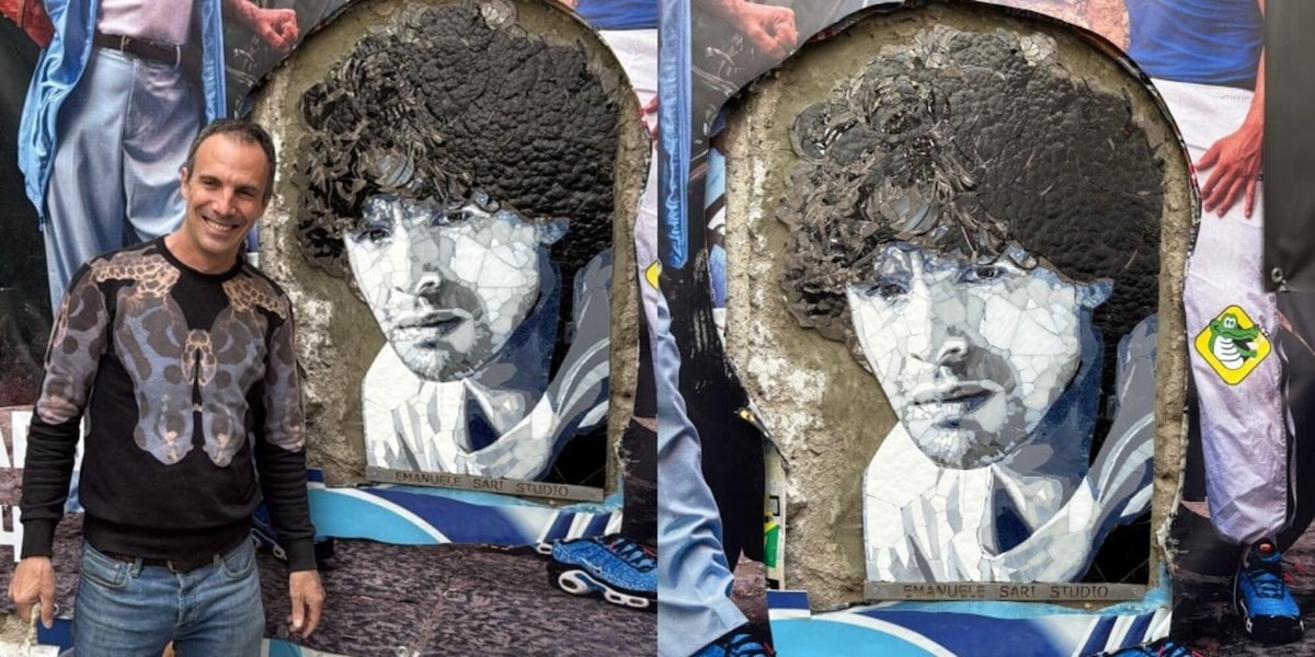 Un nuovo mosaico sotto al murale di Maradona