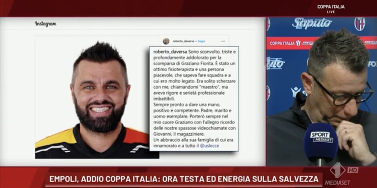 D'Aversa ricorda Graziano Fiorita e si commuove in diretta tv: "Lasciatemi dire una cosa..."
