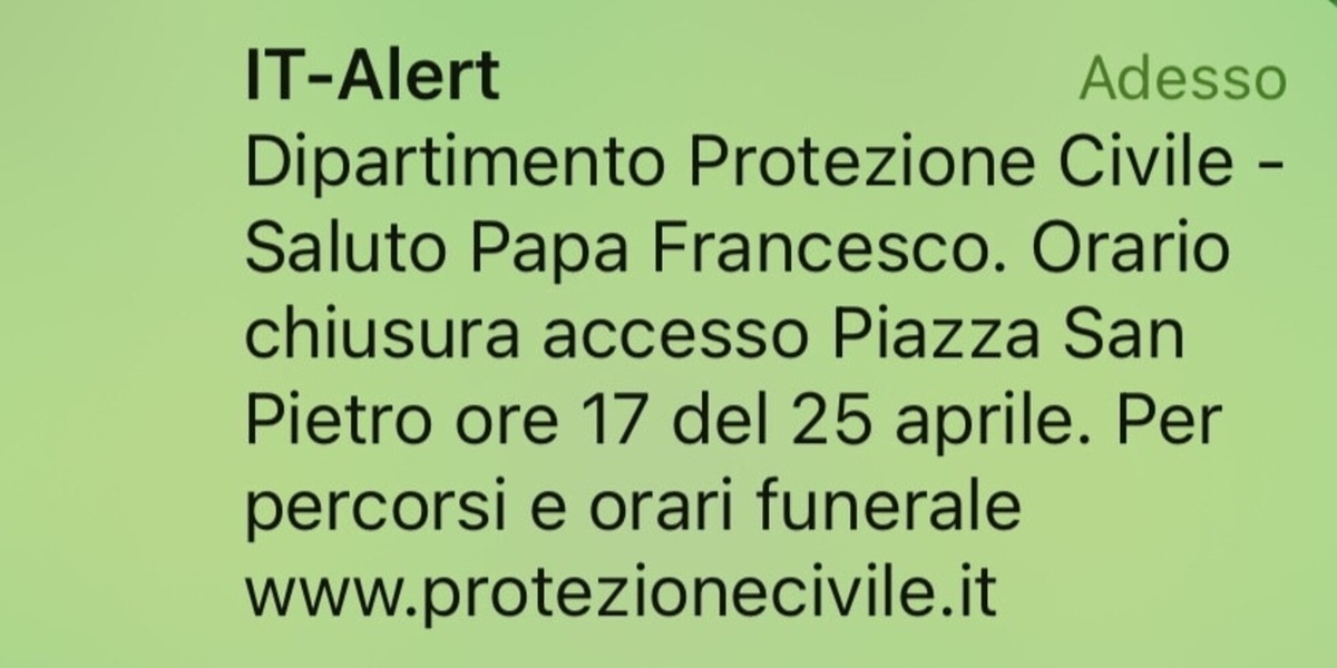 Alert Protezione civile funerali del Papa, social impazziti: "Ma è da infarto"