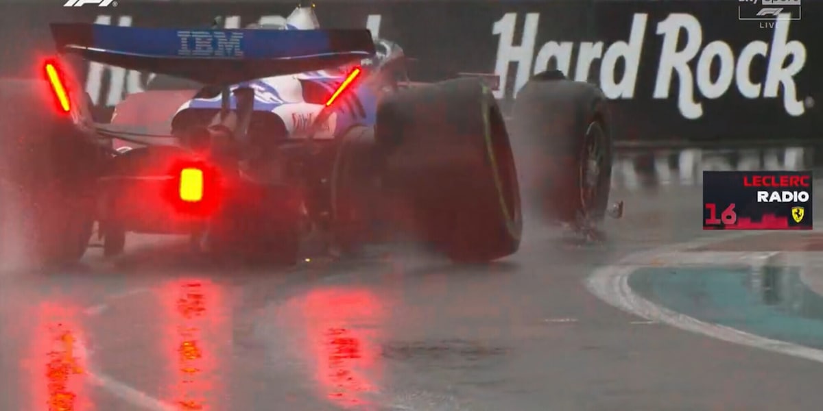 Leclerc finisce a muro sotto il diluvio di Miami: è polemica sulle gomme intermedie