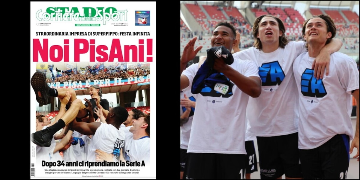 Oggi a Pisa la prima pagina speciale di Stadio per il ritorno in serie A