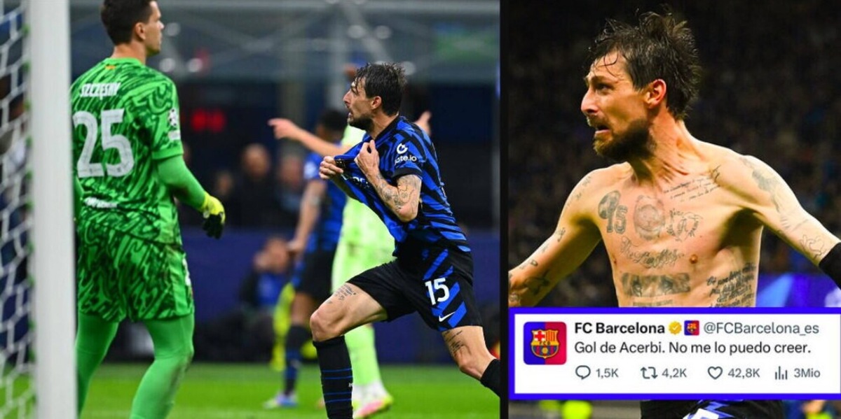 La vittoria dell'Inter e il gol di Acerbi lasciano senza parole: la reazione social del Barcellona è virale