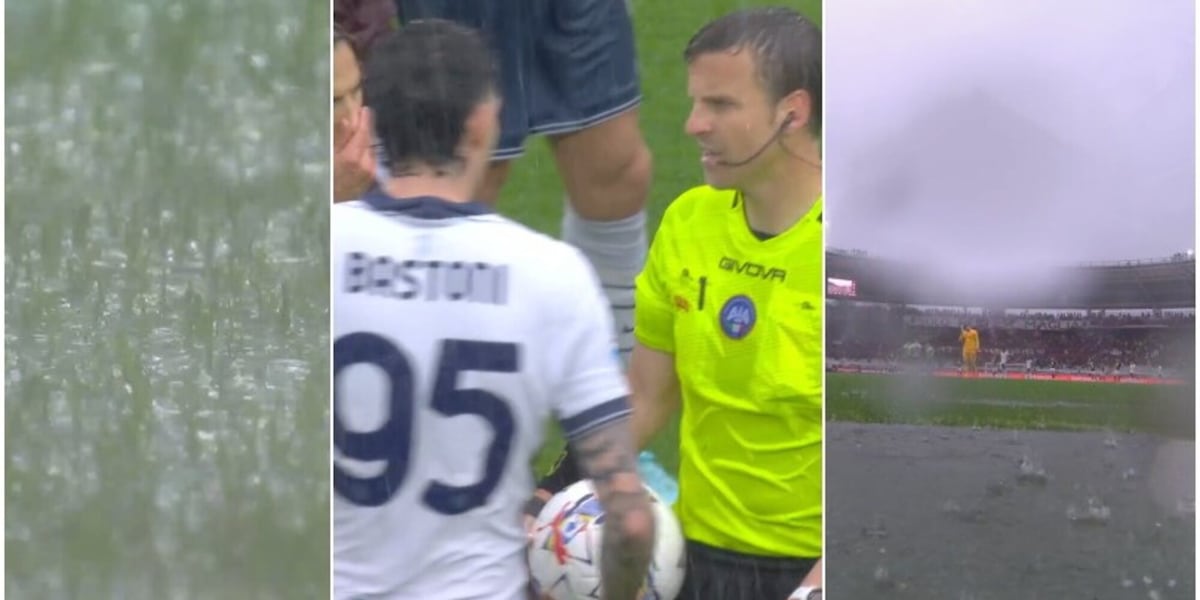 Diluvio, vento e grandine a Torino: sospesa per qualche minuto la partita