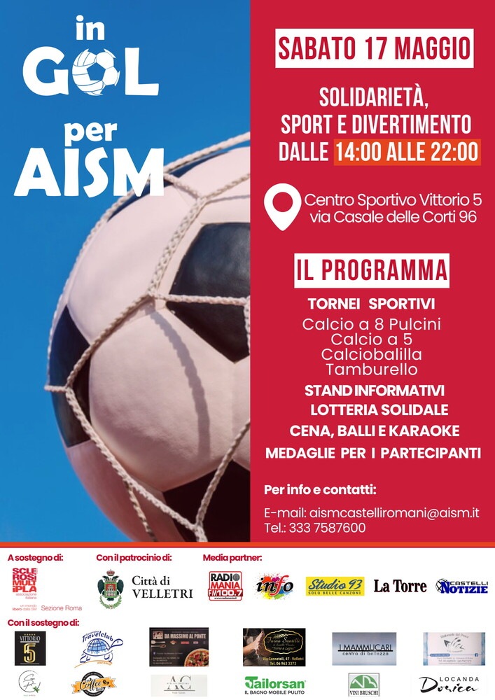 Sport, giochi e solidarietà: a Velletri torna “In GOL per AISM”