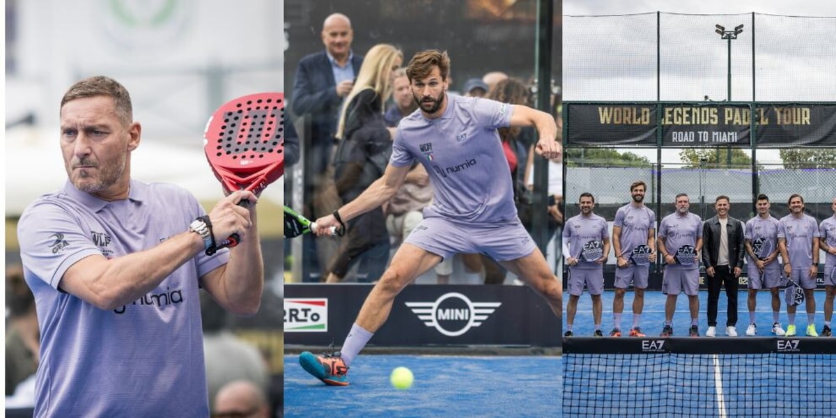 Padel, che entusiasmo per Totti e Cannavaro all'EA7 World Legends Tour